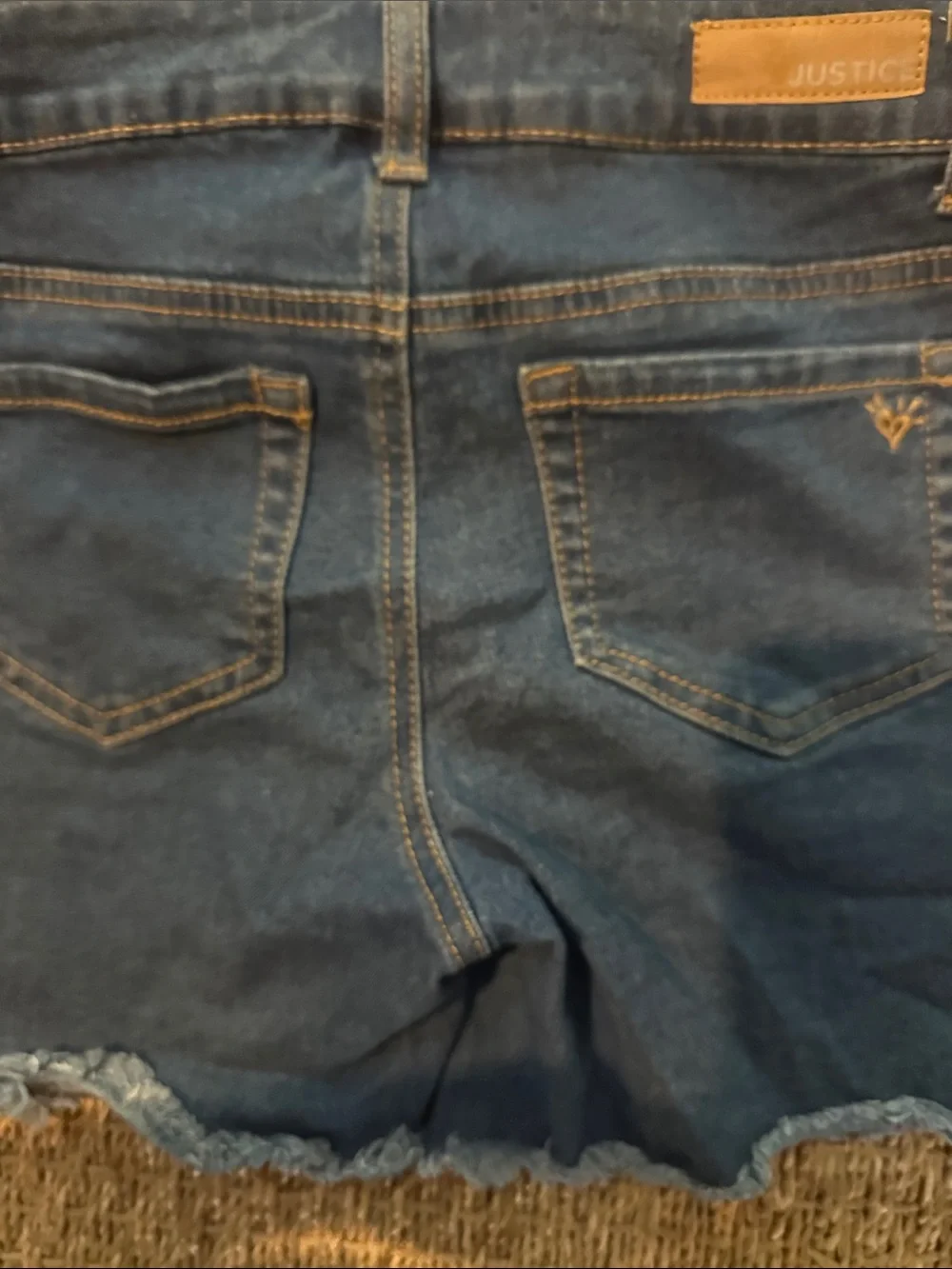 Justice Iridescent Sequin Denim Shorts - Blue